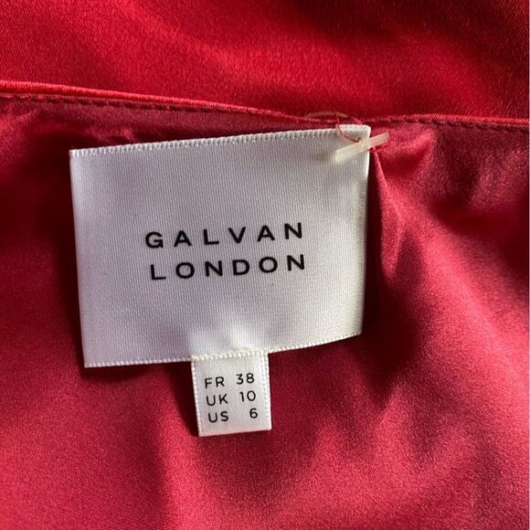 GALVAN LONDON Christiane Chain-Trimmed Satin Midi Slip Dress pink $1035 NWT 6 - Picture 9 of 10